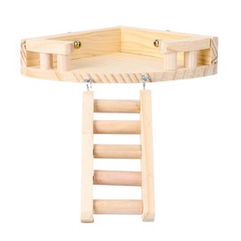 Gatuida Wooden Hamster Ladder with Platform for Small Animals Cozy Play for Exercise and Balance Development Suitable for Hamsters Mice Birds Beige