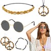 6PCS Hippie Costume Accessories Set, 60s70s Retro Hippie Glasses Peace