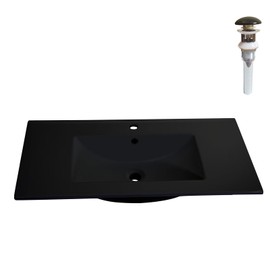 SouNor 18.25"D x 36"W 36 inches Vanity Sink Drop in Big Design with Drain For Bathroom Countertops, Black