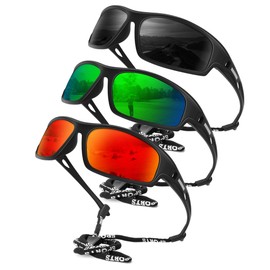 QALLY Polarized-Sunglasses-Men Sports Mens-Sunglasses: Sun-Glasses with UV400 Protection for Driving Golf Fishing Running