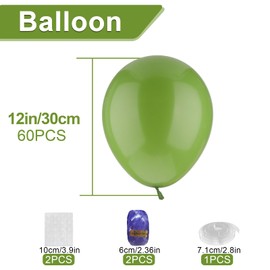 Retro Green Balloons Set, 60 Pcs Retro Green Helium Latex Balloons for Wedding Birthday Baby Shower Graduation Party Decoration