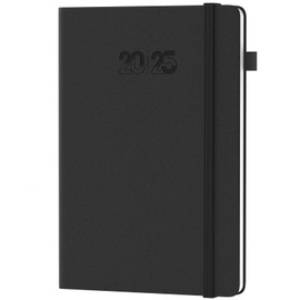 JAYSOO® Diary 2025 Weekly Planner 21 x 14.5 cm Daily Plan and Timetable, 12 Month Diary Hardcover (Jan-Dec. 2025) for Work, Learning and Family Plan - Black