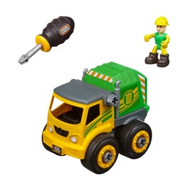 Nikko 40043 Machine Maker Bin Truck, Assembly Set 9-Piece with Screwdriver for Self-Assembly, Rubbish Car, DIY Kit, Construction Toy for Children from 3 Years, Approx. 20 cm, Yellow/Green
