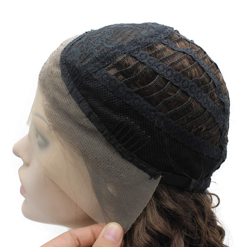 Mxangel Long Curly Lace Front Synthetic Wig Brown Heat Resistant