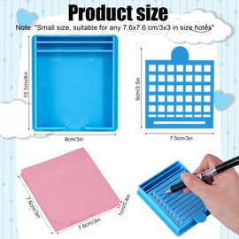 5pcs Sticky Note Stencil Template, Reusable Sticky Note to-Do List Stencil Template with Box & Paper for Office Home School Supplies (Blue)