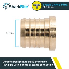 SharkBite 1-1/2 Inch Brass Crimp Plug, PEX Pipe, PE-RT, UC0441