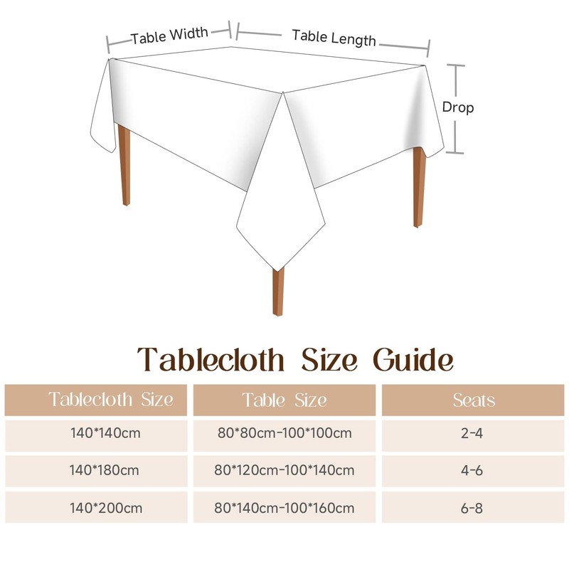 Simple&Opulence Rectangular Table Cloth 140 x 180cm, Cotton Canvas Tablecloth,
