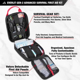 EVERLIT Survival Upgraded Survival First Aid Kit Emergency Gear Trauma Kit with 1000D Nylon Laser Cut Tactical EMT Pouch for Outdoor, Camping, Hunting, Hiking, Earthquake, Home, Office (Coyote Brown)