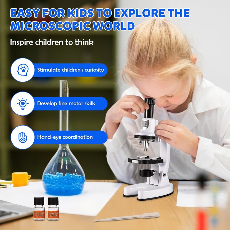 Kids Microscope High Magnification Portable Science Kit With Led Light,Beginner