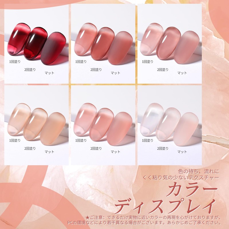 BORN PRETTY Gel Nail Color Set Jelly Transparent Nude Red