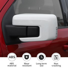 Linskip Side Door Mirror Cover Driver and Passenger Side Rearview Mirror Decoration Bezel Cap Fit for Ford F150 2021 - present (white)