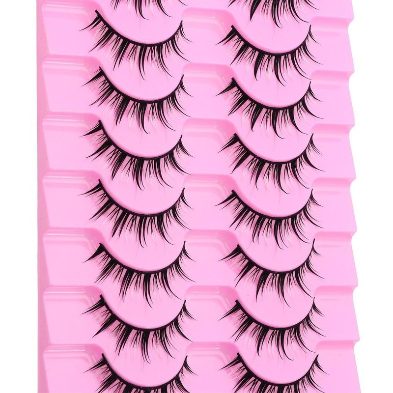 10 Pairs Black and White Cartoon Eyelashes Japanese Anime Cosplay