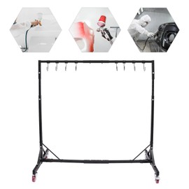 5ft-7ft Adjustable Height 5ft-5.9ft Length Paint Hanger Drying Rack, 240lbs Capacity Auto Body Door Fender Paint Holder w/8 Hanging Hooks & 4 Casters, for Car Repair Shop Hang Automotive Panel (Black)