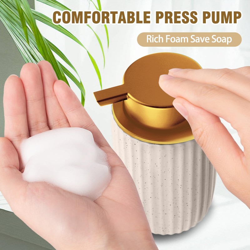 Ceramic Foaming Soap Dispenser, 12 oz Bathroom Foam Hand Soap