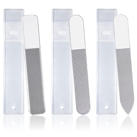 Crystal Nail Glass File, 3 Pcs Transparent Glass Nail File in Case, Clear Nail Files for Natural Nails Manicure Tools, Professional Salon Manicure Tools Kit for Women, Girls
