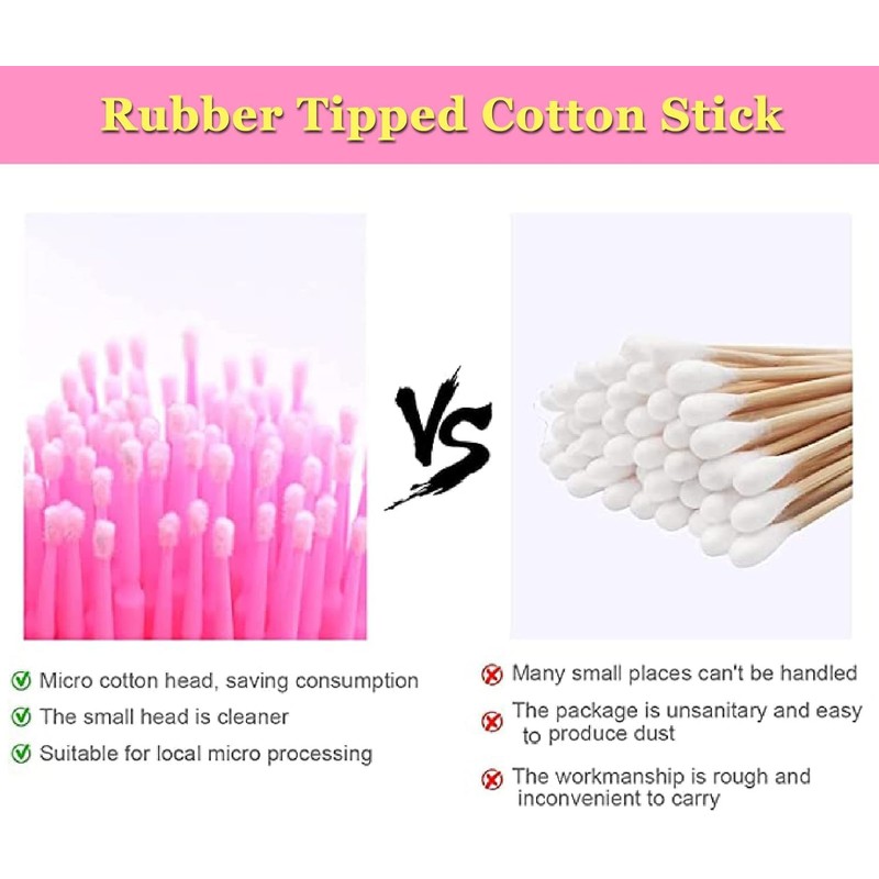200Pcs Disposable Eyelash Brushes, Pink Micro Brushes, Applicator Eyelash Brushes