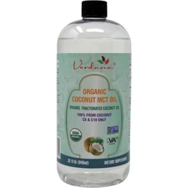 Verdana USDA Organic Coconut MCT Oil 32 Floz Food Grade C8 and C10 Only Non-GMO Kosher Keto Paleo Friendly Palm Kernel Oil Free, 32 Fl Oz (Pack of 1), 1 Count, 946ml / 베르다나 USDA 유기농 코코넛 MCT 오일 32 플로즈 식품 등급 C8 및 C10 전용 비유전자제품 코셔 케토 팔레오 친화적 팜 커널 오일 없음, 32 Fl Oz(1개 팩), 1개, 946ml