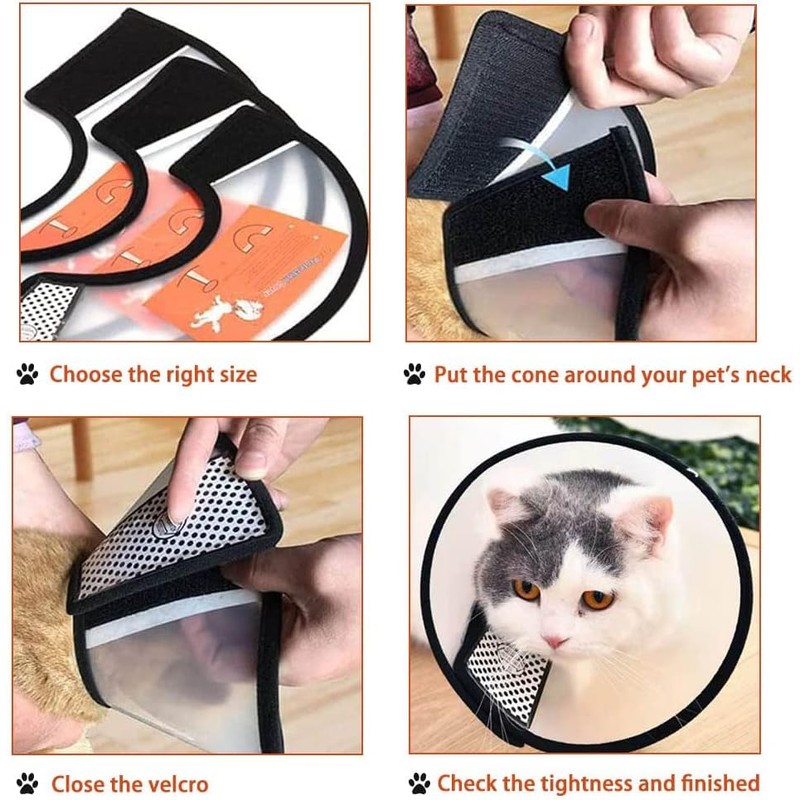 Voarge Pet Collar Protective Collar, Plastic Elizabethan Collar with Breathable