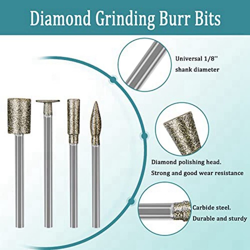 Stone Carving Set Diamond Burr Bits,60PCS Polishing Kits Rotary Tools