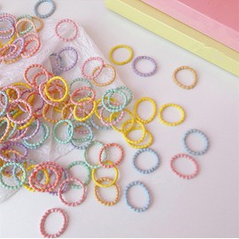 100Pcs Baby Hair Ties for baby girls,Soft Multicolor Elastic Rubber Bands For Thin Hair, Ponytail Holder,Don't Hurt Hair,High Elasticity Toddler Rubber Bands For Kids、Newborn Girls Hair Accessories(A03-Thread Style)