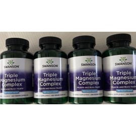 Swanson 4 Packs, Triple Magnesium Complex 400 Vegan Capsules 400 mg Muscle & Bone Health
