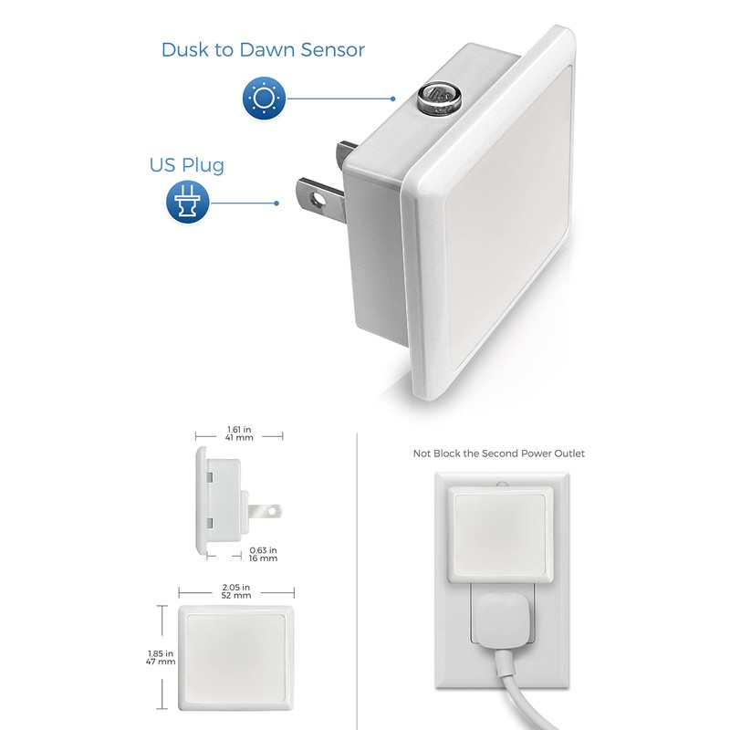 L LOHAS LED Night Lights Plug into Wall 2-Pack, 0.3W