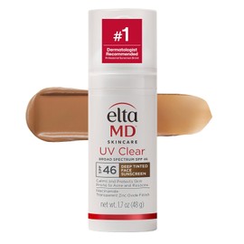 EltaMD Protector Solar Facial con Tinte UV Clear, SPF 46 Libre de Aceite con Óxido de Zinc, Recomendado por Dermatólogos, Relleno de Calcetín