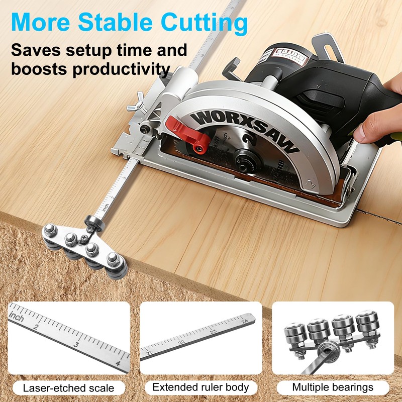Aunocy Circular Saw Guide Rail, 24-Inch Adjustable Rip Cut Guide