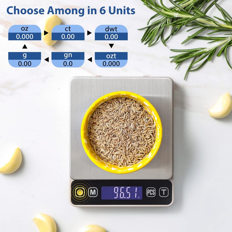 KitchenTour Digital Kitchen Scale - 500g/0.01g High Accuracy Precision Multifunction