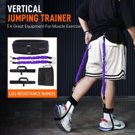 Vertical Jump Trainer Resistance Bands System with Ankle Straps & Belt for Leg Strength Training Basketball, Volleyball, Football, Tennis Agility Workout Equipment