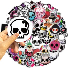Skull Stickers 50 Pack Laptop Stickers,Vinyl Waterproof Stickers for Water Bottles Skateboard Scrapbook Bike Computer,Phone,-Graffiti Stickers Pack for Teens Girls Kids Adults(Skull)