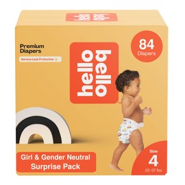Hello Bello Hello Bello Premium Diapers, Size 4 (22-37 lbs) Surprise Pack for Girls, 84 Count, Hypoallergenic with Soft, Cloth-Like Feel, Girl and Gender Neutral Patterns