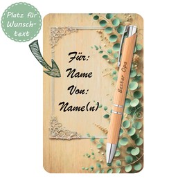 Maus-Design Engraved Bamboo Ballpoint Pen with Write On Card - Gift Set for Teacher, Teacher, Coworker, Mum, Dad & Much More - Personalised (04 Best Grandpa)