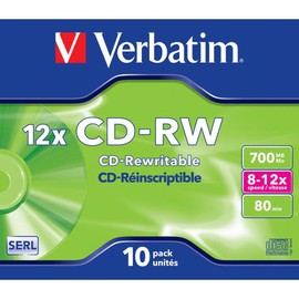 Verbatim 1x10 CD-RW 80/700MB 8X - 12x Speed, Jewel Case