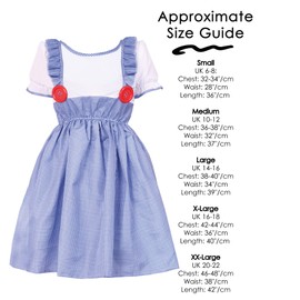 Ladies Dorothy Fancy Dress Costume - Medium - School Book Week Adults World Book Day Kansas Girl Dress Up - Gingham Dress, Matching Hair Ties, Basket And Dog