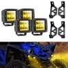 WSAYS 4PCS 3" 48W Amber LED Pods Headlight Mount Kit