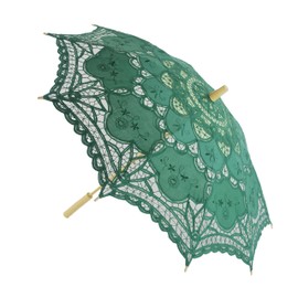 AEAOA Lace Parasol Umbrella Wedding Cotton Fashion Wooden Handle Decoration Umbrella Photo Lady Costume Adult Size (moss green)