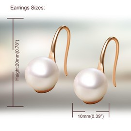 Salanda Pearl Earrings for Women,Pearl Dangle Earrings 18K Gold Plated Hypoallergenic Earrings Pearl Drop Earrings White 10mm