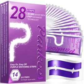 Purple Teeth Whitening Strips 28 Counts, Teeth Whitening Gel for Surface Stains - Coffee & Wine Stains, Supports Enamel Care, No Sensitivity, No Slip, Easy to Apply, Noticeable Whitening in 7 Days