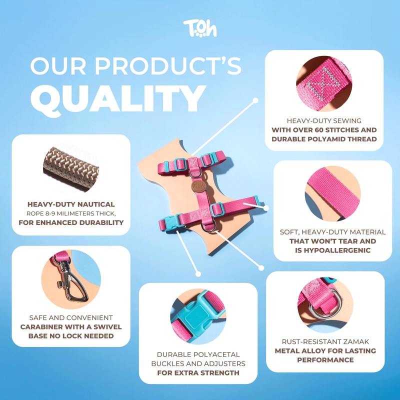 Toh Adjustable Dog Collar with ID Tag – Soft Polyester,