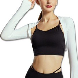 [KOREWA] レディース アームカバー ボレロ 冷感 UVカット UV対策 ズレ落ちない 着衣タイプ 日焼け対策 スポーツ (ホワイト, Ｌ)