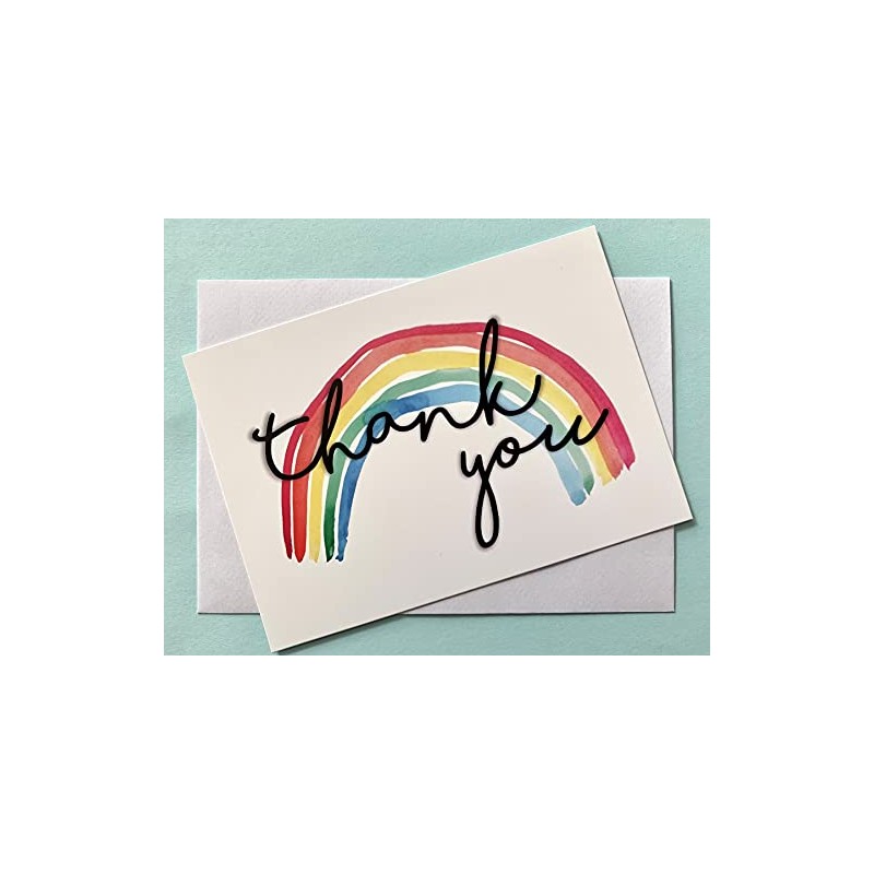 Rainbow Design Thank You A6 Landscape Greetings Postcard Note Cards