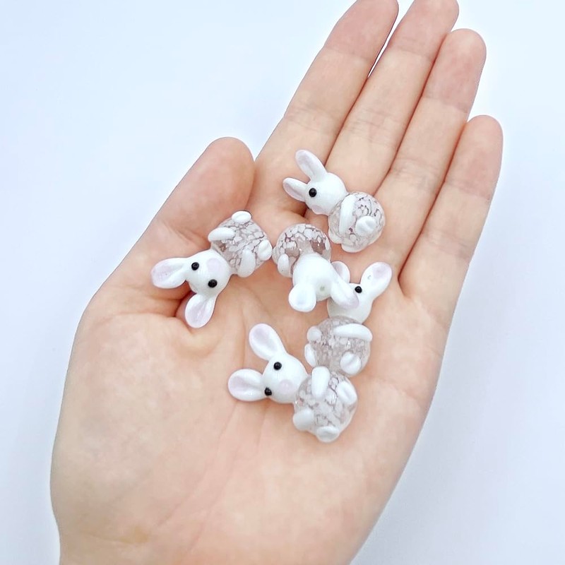 5Pcs Bunny Beads Handmade Lampwork Beads Glass Rabbit Beads