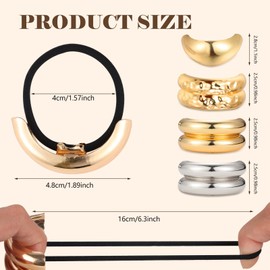 Metal Hair Ties, Gold Silvery Metal Geometric Elastic Hair Ties, Hair Cuff Wrap Hair Ties for Thick Hair Elastic Hair Ties for Women Hair Accessories (Gold Star)