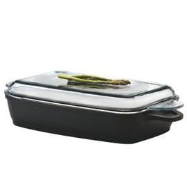 Berghoff Scala Non-stick Roast Pan 16.5” x 9.75”, Ferno-Green, Non-Toxic Coating, Glass Lid, Induction Cooktop Ready, 3-layer Base