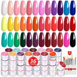 Saviland 36 Colors Gel Pen Nail Kit Spring Summer Color Gel Nail Polish Set with 15 Nail Brushes DIY Nail Art Design for U V/LED Drawing Nail Brush for Nail Salon