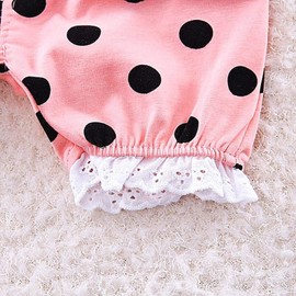 KIRALOVE Complete Baby Outfit Summer Tank Top Polka Dot Shorts Cat, pink