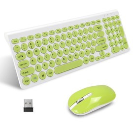 LeadsaiL Wireless Keyboard and Mouse Combo, Wireless USB Mouse and Computer Keyboard Set, Compact and Silent for Windows Laptop, Desktop, PC- Grass Green