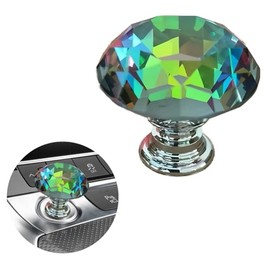 enttgo Car One-Touch Start Button with Push-to-Start Rocker Lever, Engine Start/Stop Joystick, and Full Metal Ball-bar Starter Cover for Decorative Accessories (Diamond - Malachite)