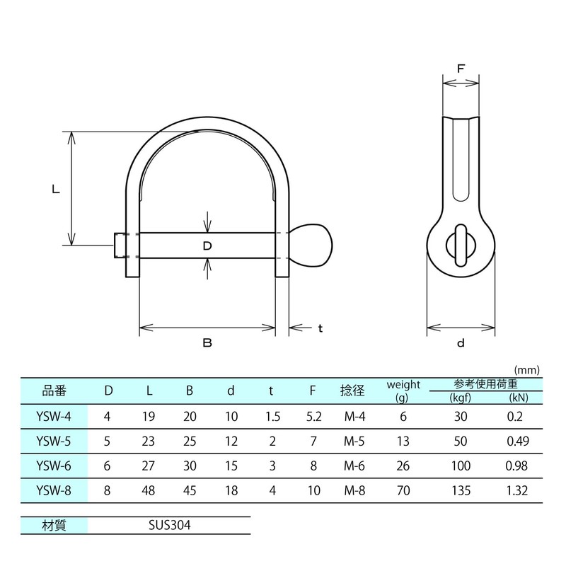 Mizumoto Machine Manufacturing B-3127 YSW-4 Stainless Steel Wide Plate Shackle